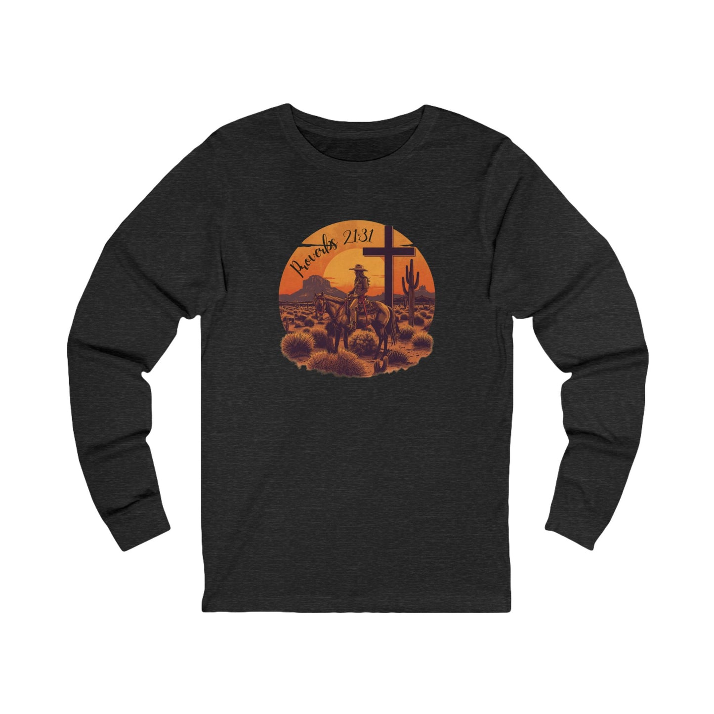 Custom Vintage Cowgirl Proverbs Long Sleeve Tee