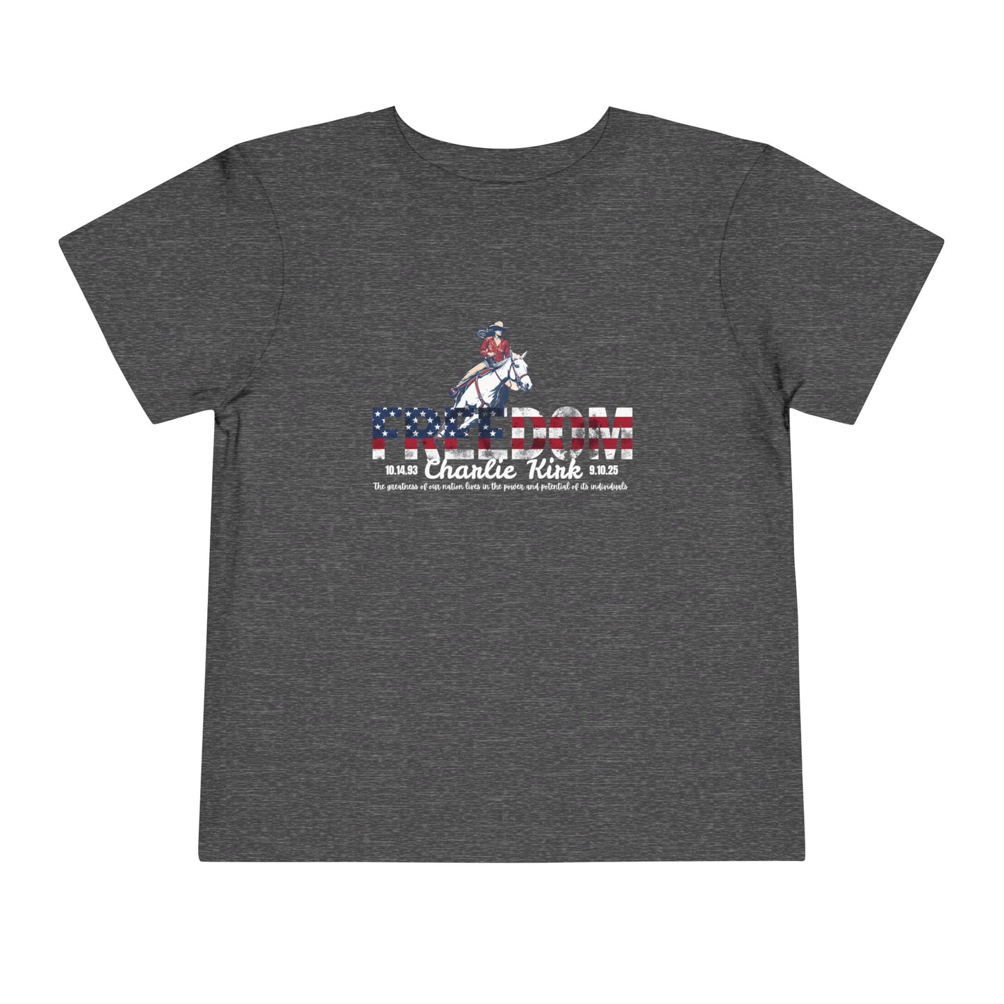 Charlie Kirk Freedom Barrel Racer Toddler Tee