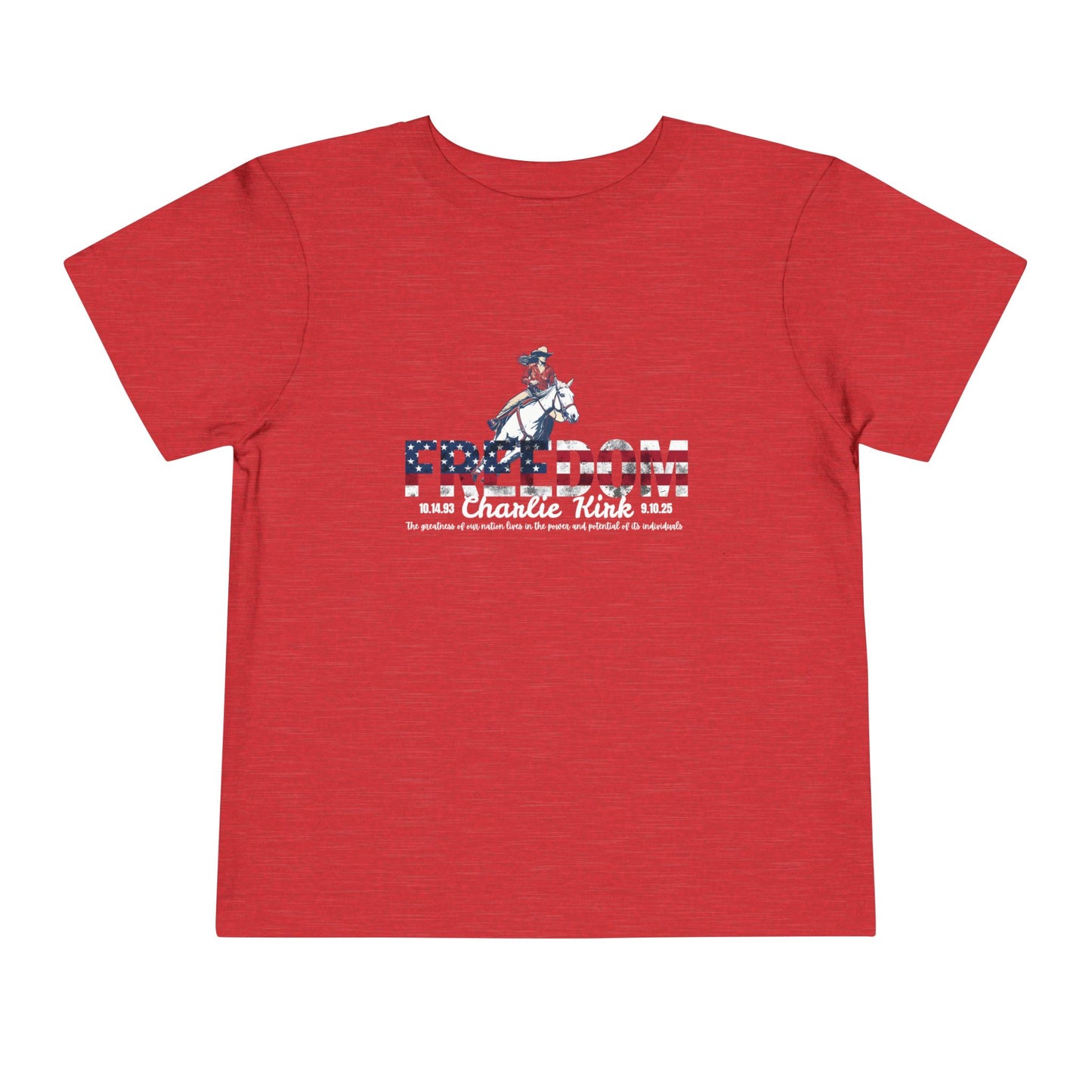 Charlie Kirk Freedom Barrel Racer Toddler Tee