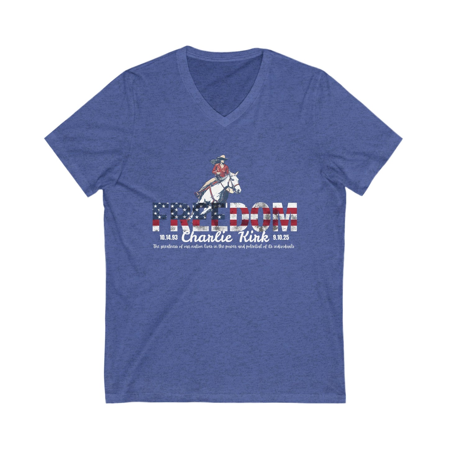 Charlie Kirk Freedom Barrel Racer V-Neck Tee