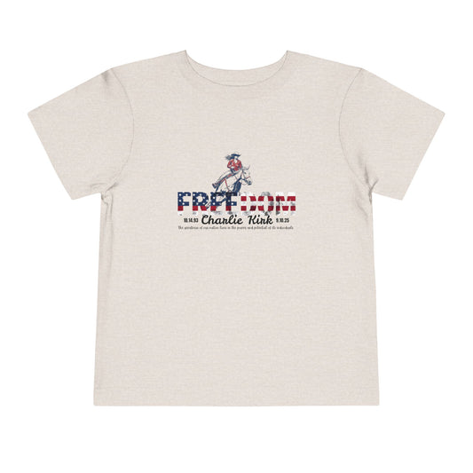 Charlie Kirk Freedom Barrel Racer Toddler Tee