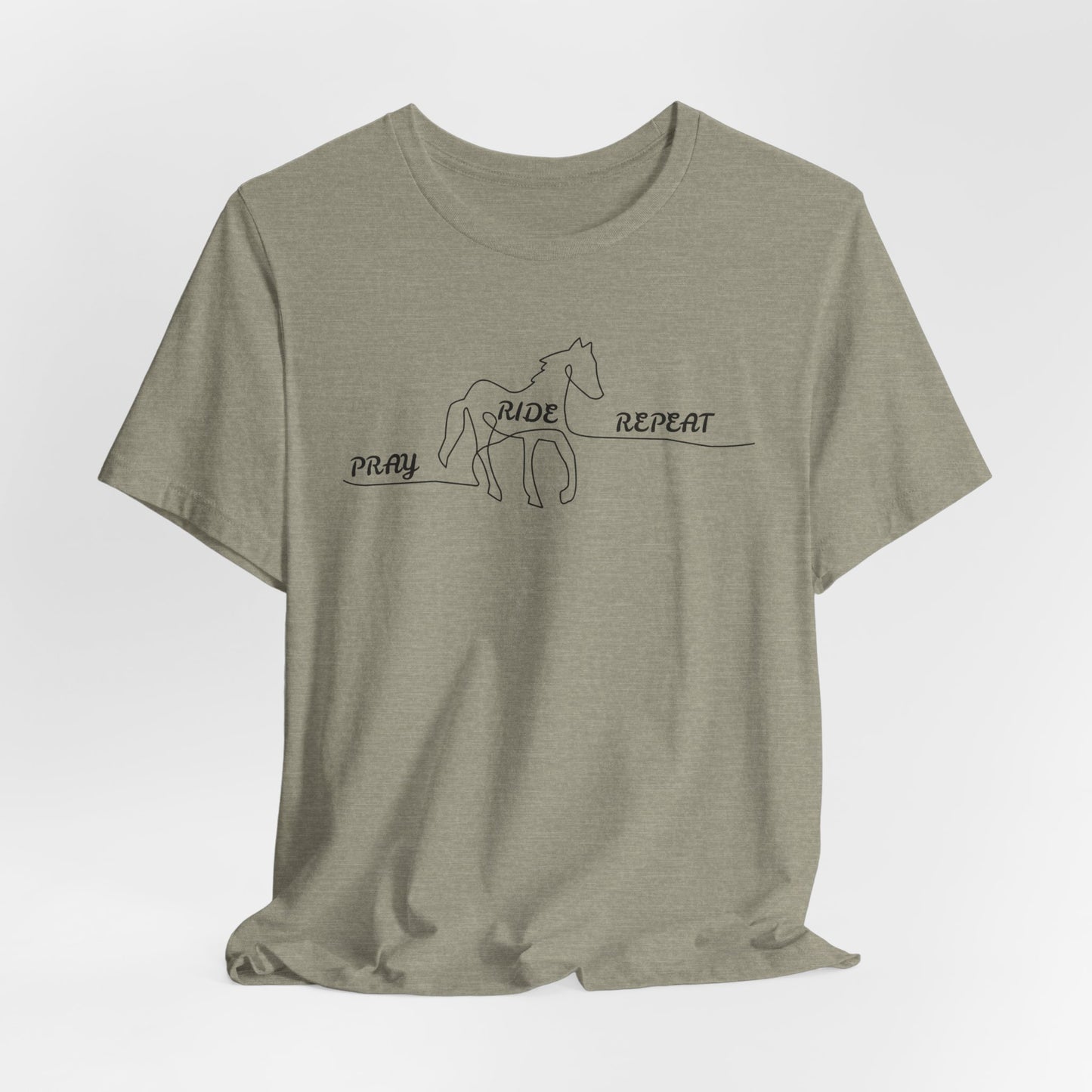 "Pray Ride Repeat" Minimalist Equestrian T-Shirt
