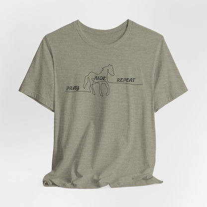 "Pray Ride Repeat" Minimalist Equestrian T-Shirt