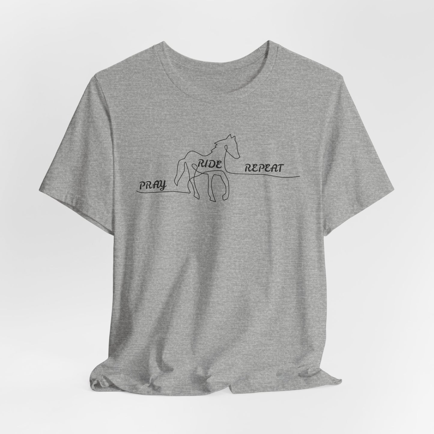 "Pray Ride Repeat" Minimalist Equestrian T-Shirt
