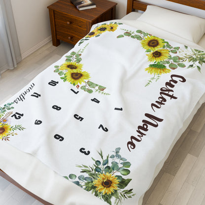 Custom Sunflower Milestone Blanket