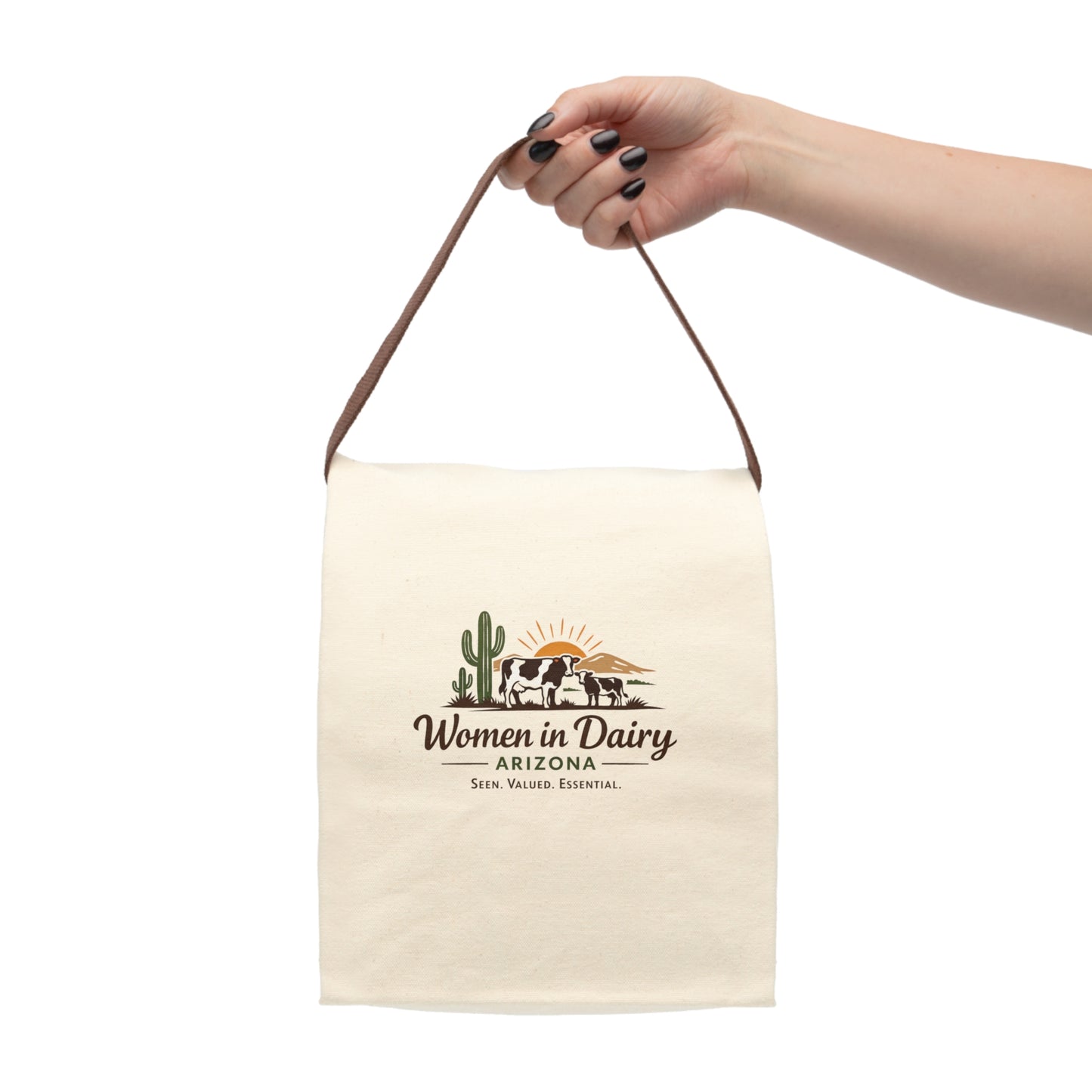 Women in Dairy Arizona Canvas Lunch Bag — Insulated Strap Tote