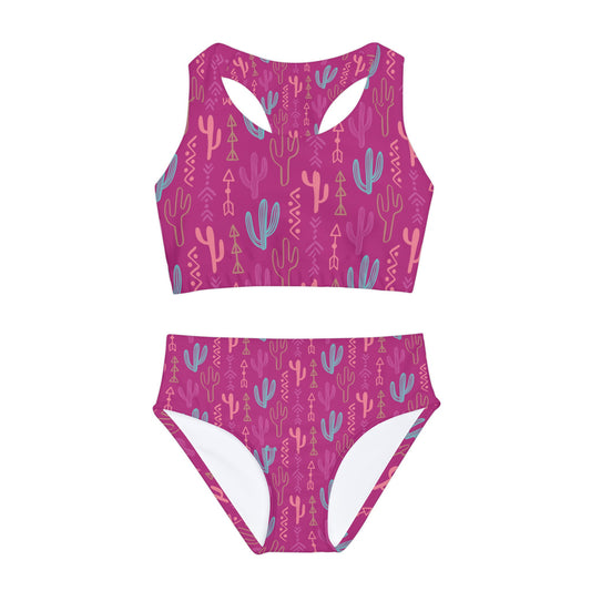 Cactus Barbie Pink Girls Two Piece Swimsuit
