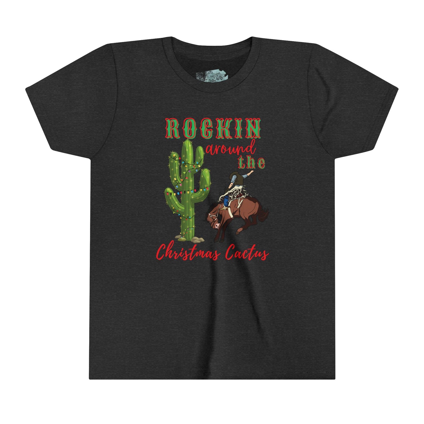 Rockin Around the Christmas Cactus Youth Short Sleeve Tee