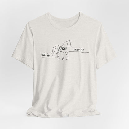 "Pray Ride Repeat" Minimalist Equestrian T-Shirt