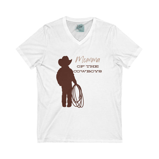 Mommas Cowboy Brown Womans Jersey V-Neck Tee