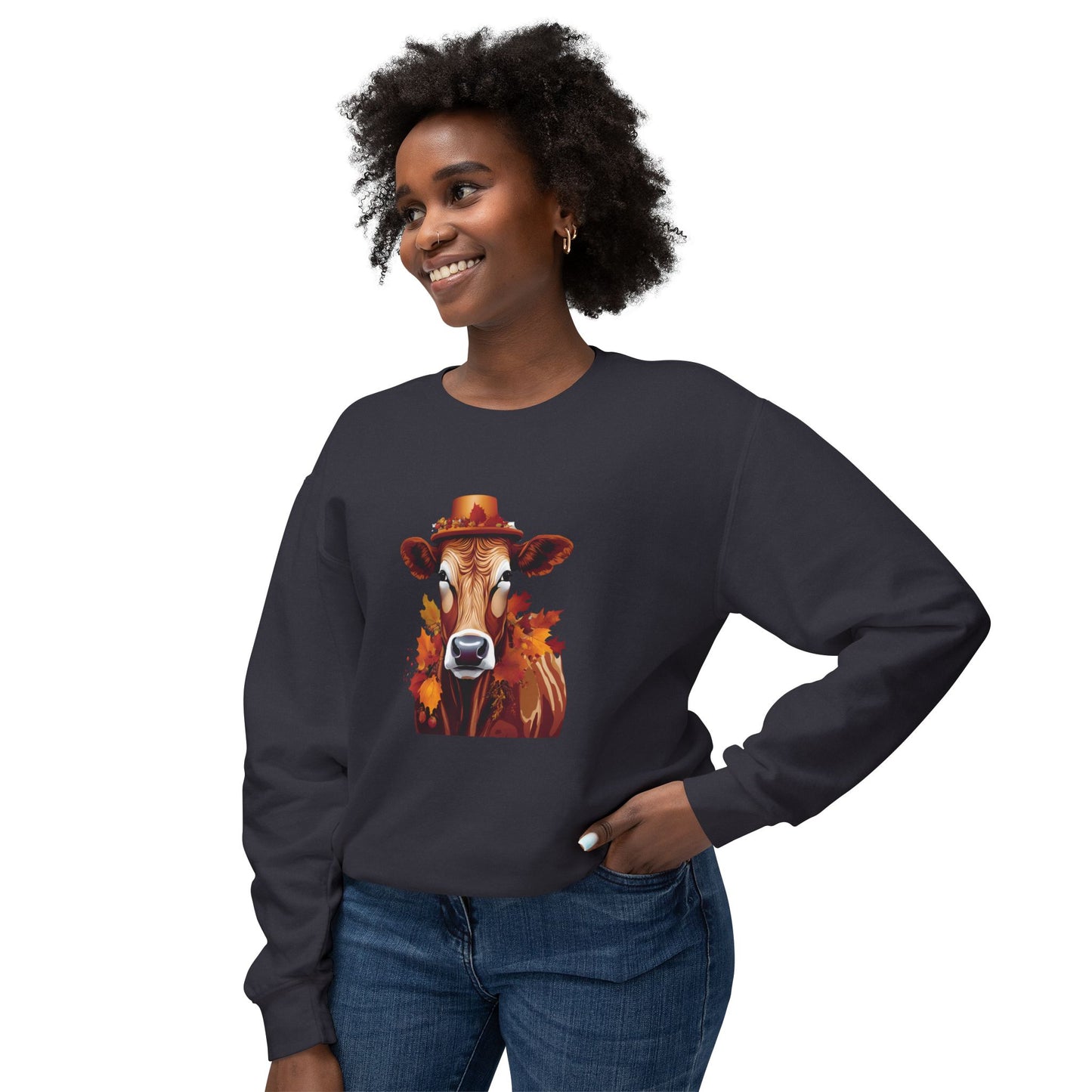 Autumn Cow Lightweight Sweatshirt