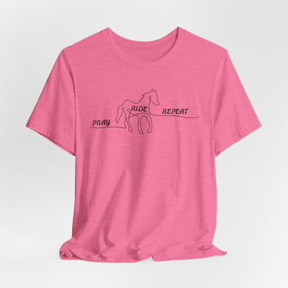 "Pray Ride Repeat" Minimalist Equestrian T-Shirt