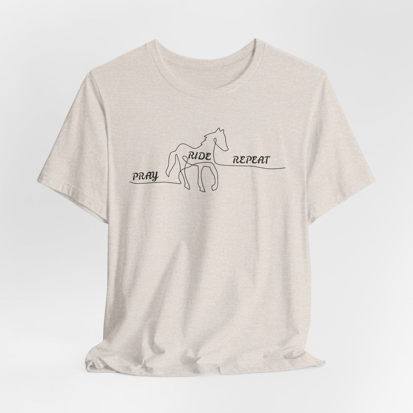 "Pray Ride Repeat" Minimalist Equestrian T-Shirt