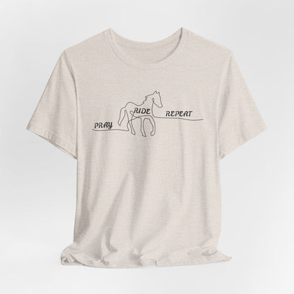 "Pray Ride Repeat" Minimalist Equestrian T-Shirt