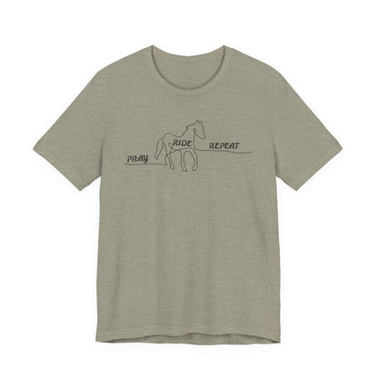 "Pray Ride Repeat" Minimalist Equestrian T-Shirt