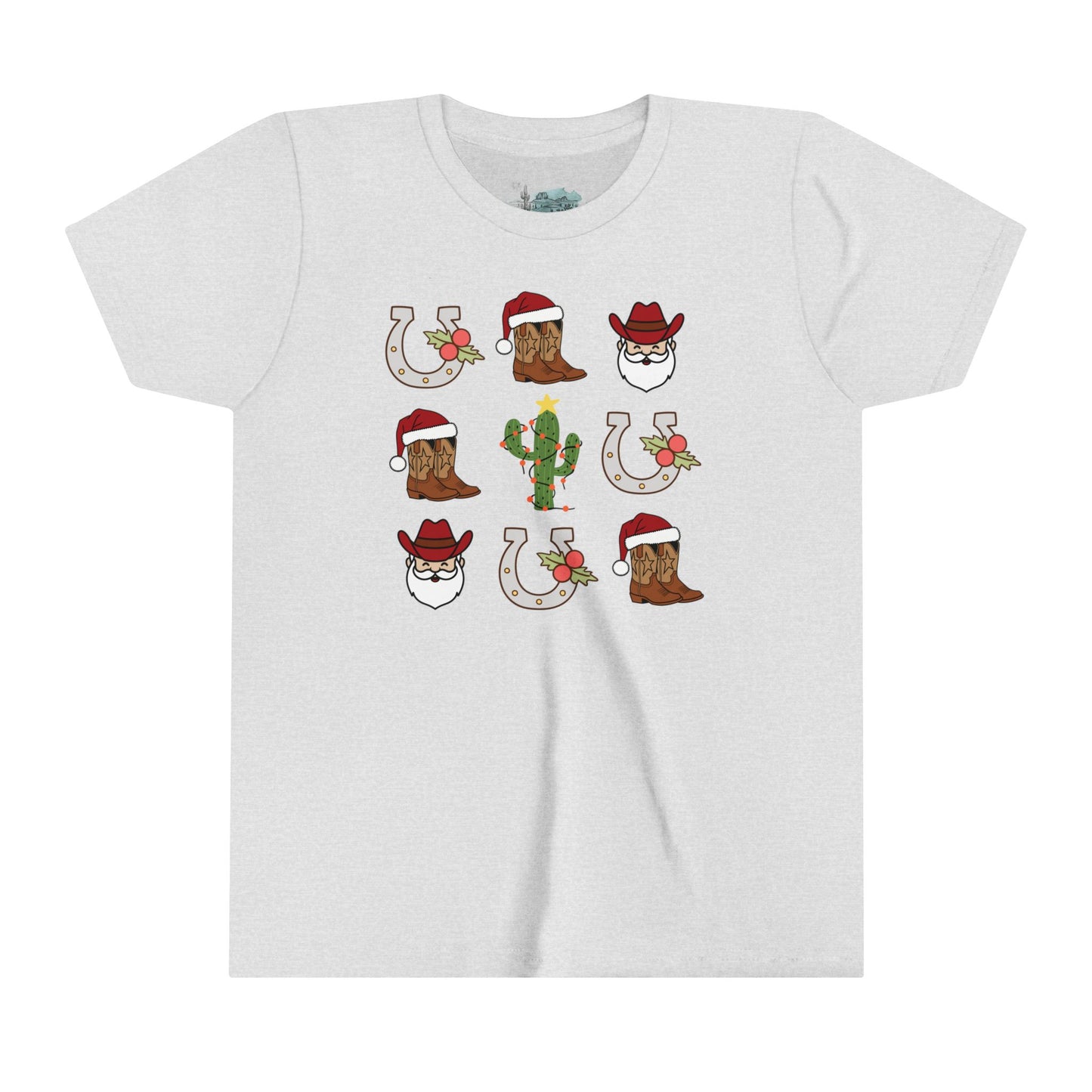 Holly Jolly Cowboy Christmas Youth Short Sleeve Tee