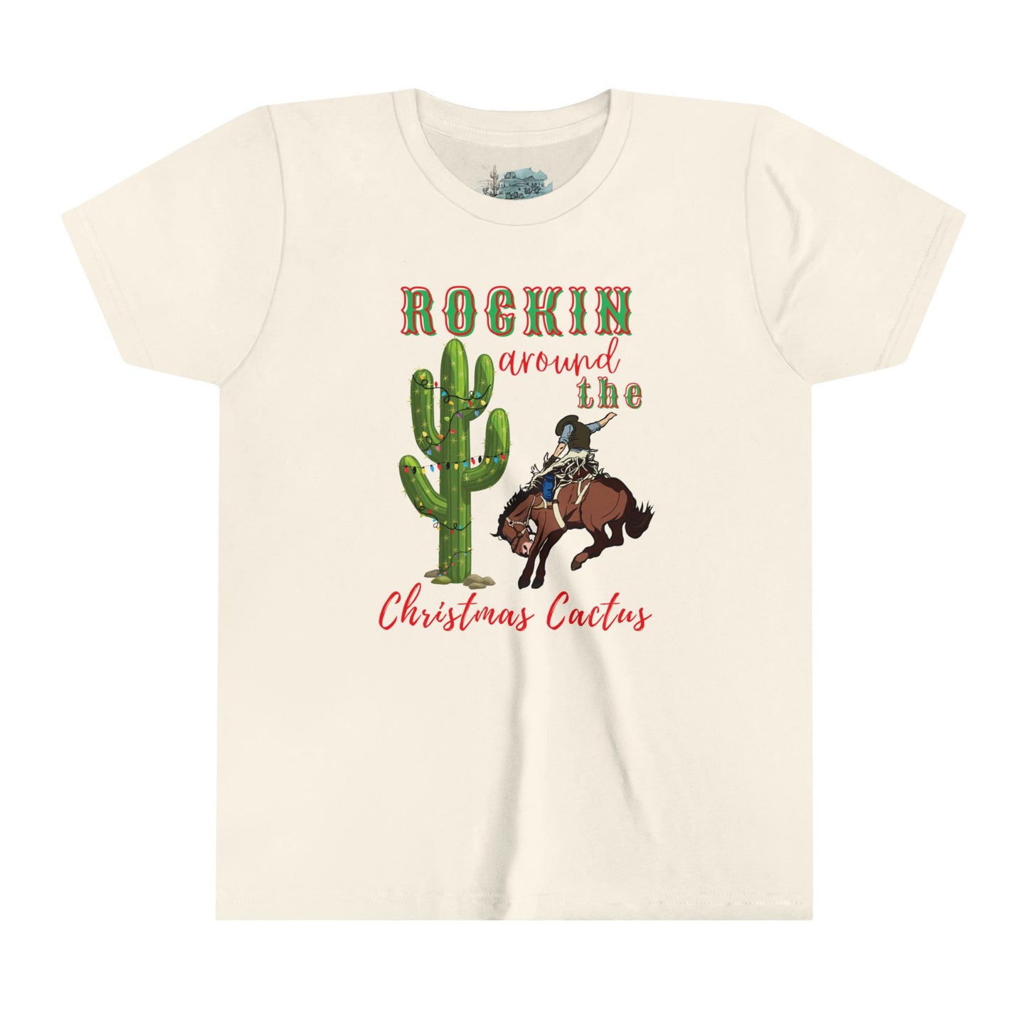 Rockin Around the Christmas Cactus Youth Short Sleeve Tee