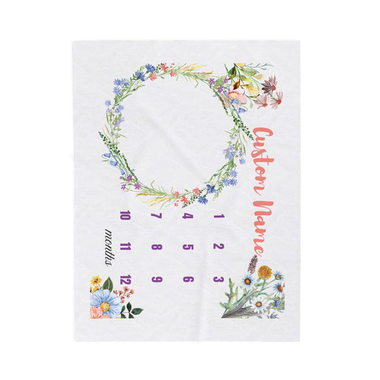 Custom Floral Baby Milestone Blanket