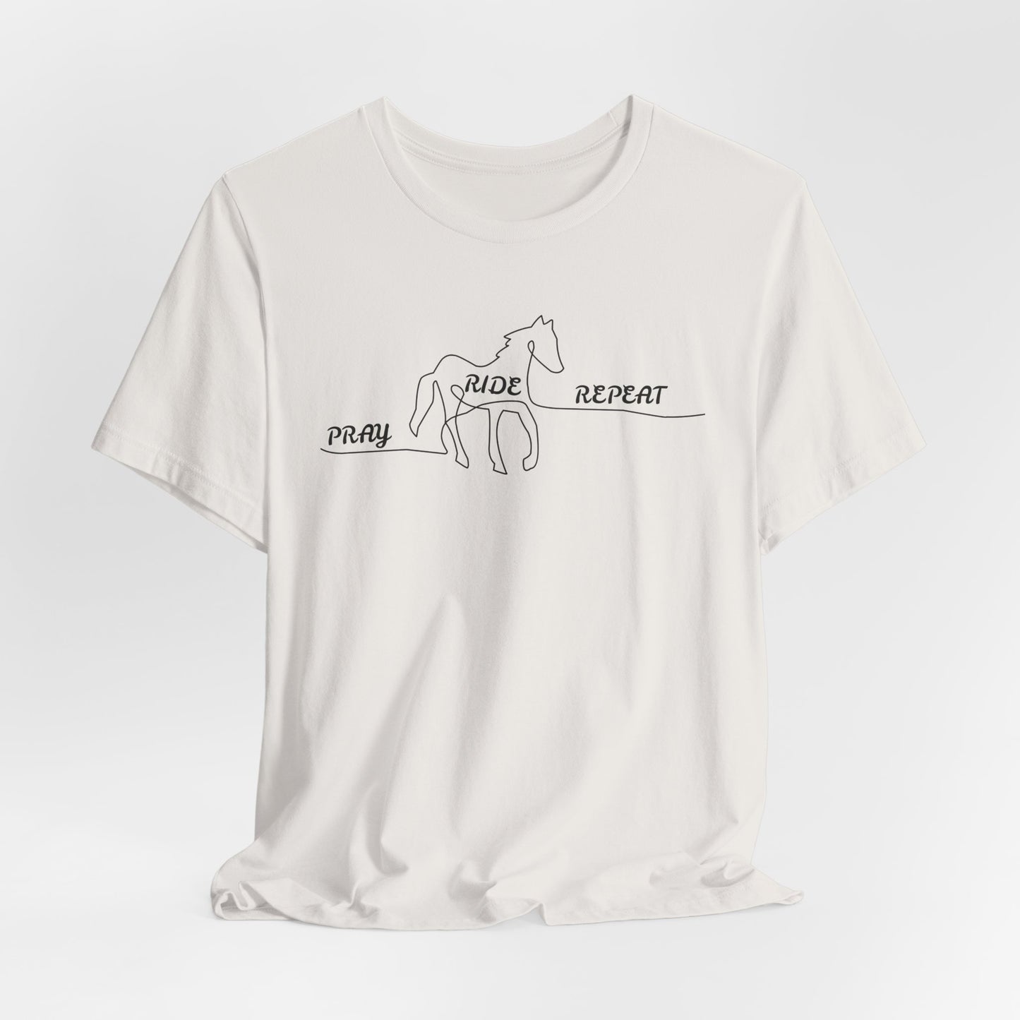 "Pray Ride Repeat" Minimalist Equestrian T-Shirt
