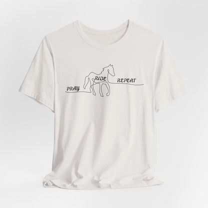 "Pray Ride Repeat" Minimalist Equestrian T-Shirt