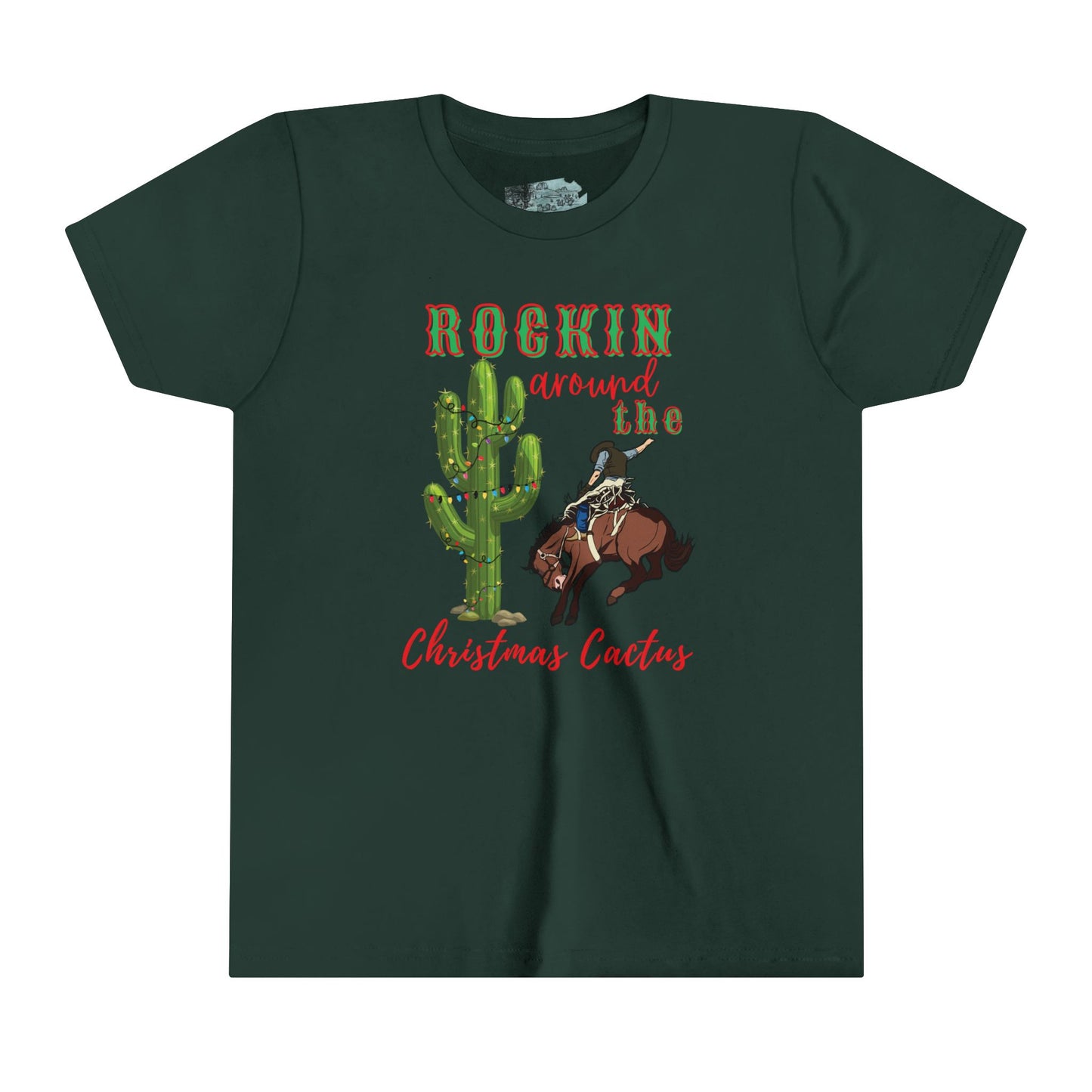 Rockin Around the Christmas Cactus Youth Short Sleeve Tee