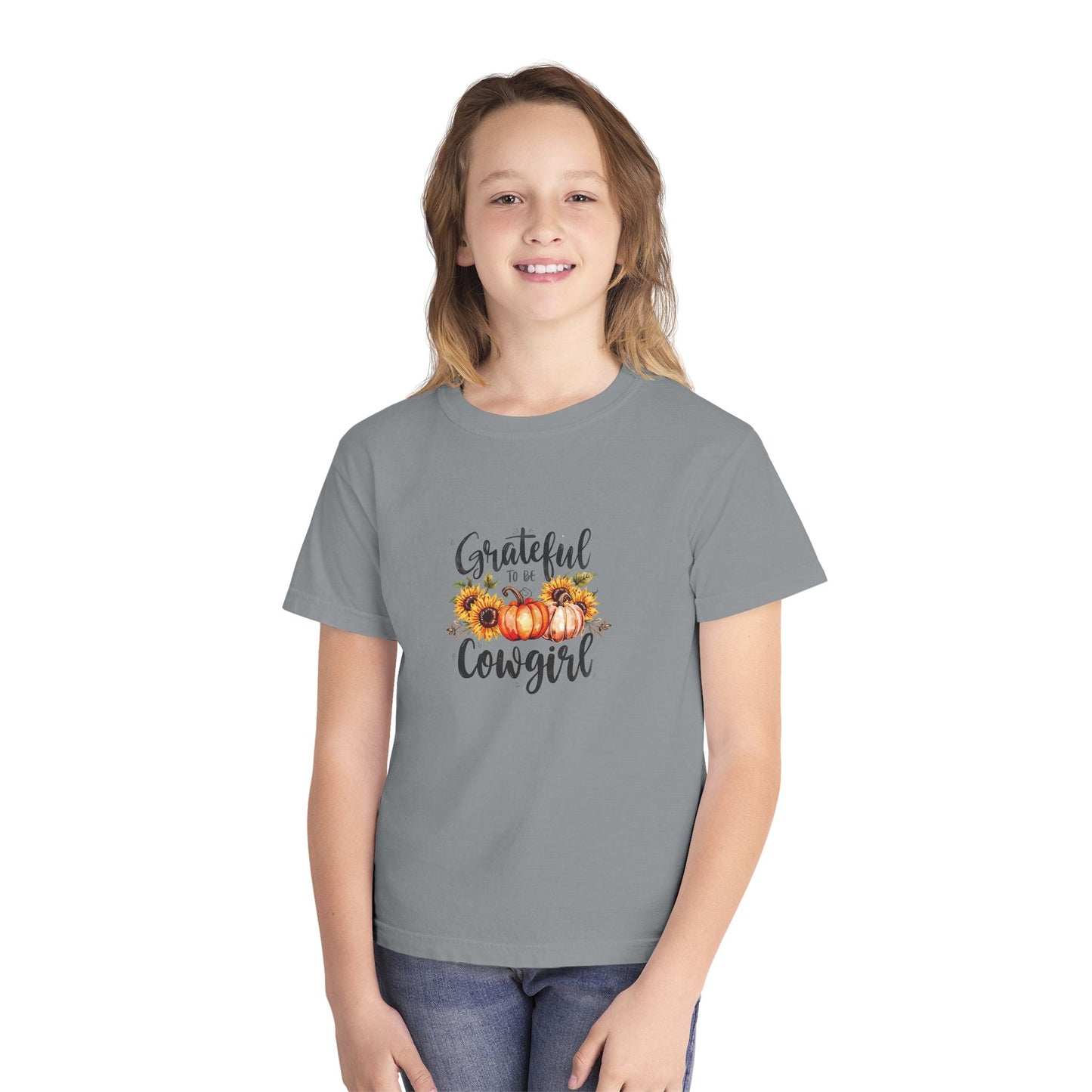 Grateful to be a Cowgirl Pumpkin Youth Tee