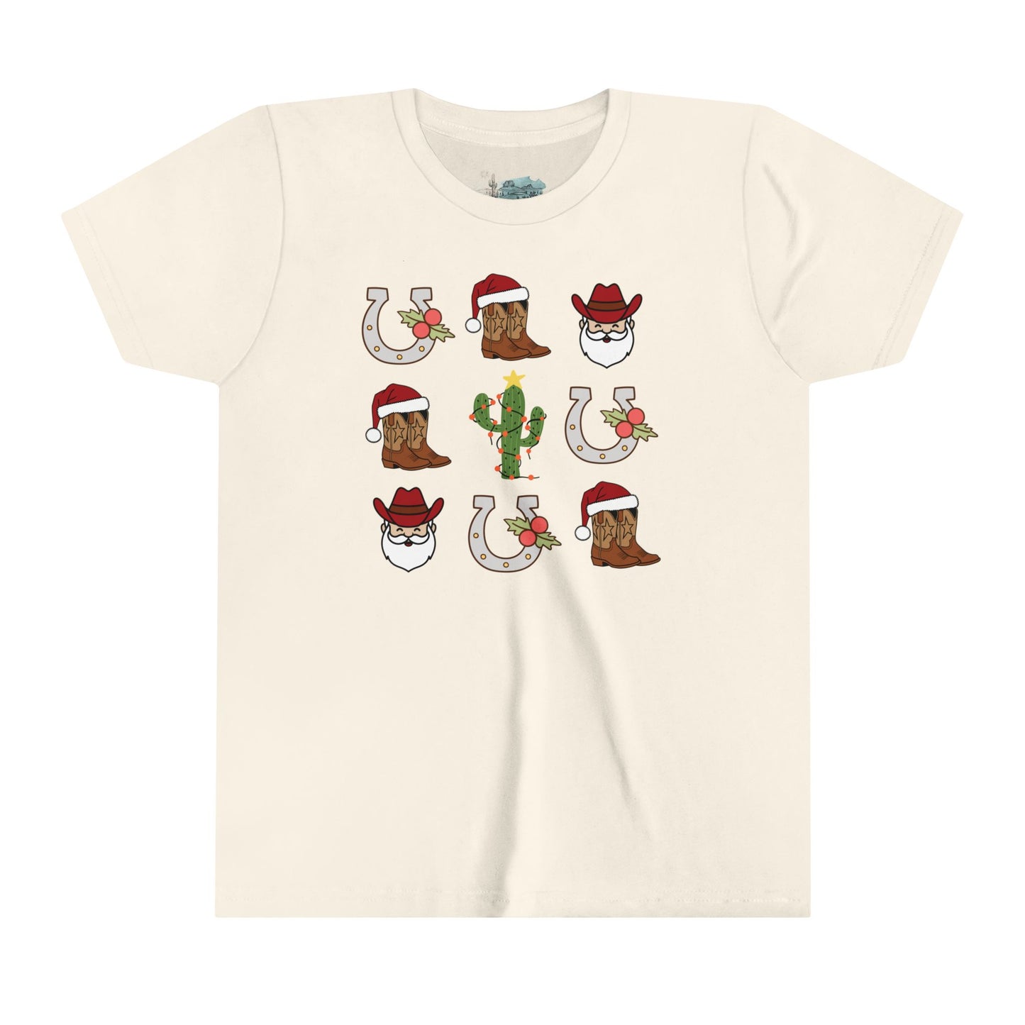 Holly Jolly Cowboy Christmas Youth Short Sleeve Tee