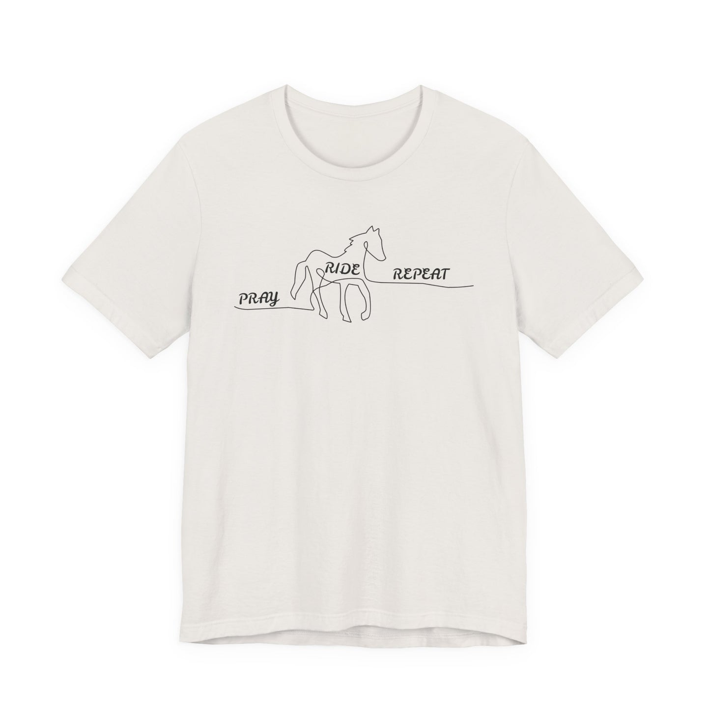 "Pray Ride Repeat" Minimalist Equestrian T-Shirt