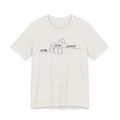 "Pray Ride Repeat" Minimalist Equestrian T-Shirt