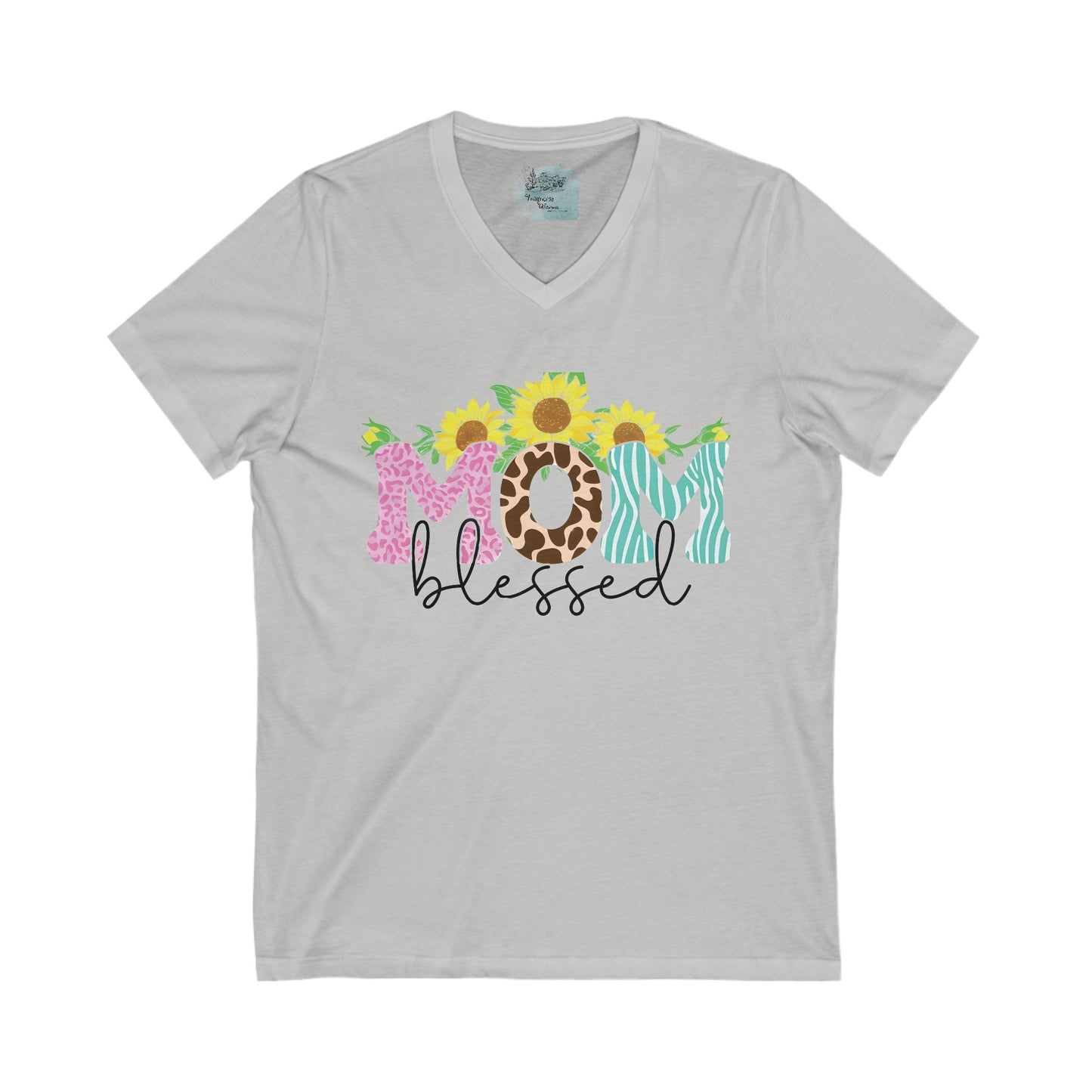 Sunflower Blessed Mom Jersey V-Neck Tee