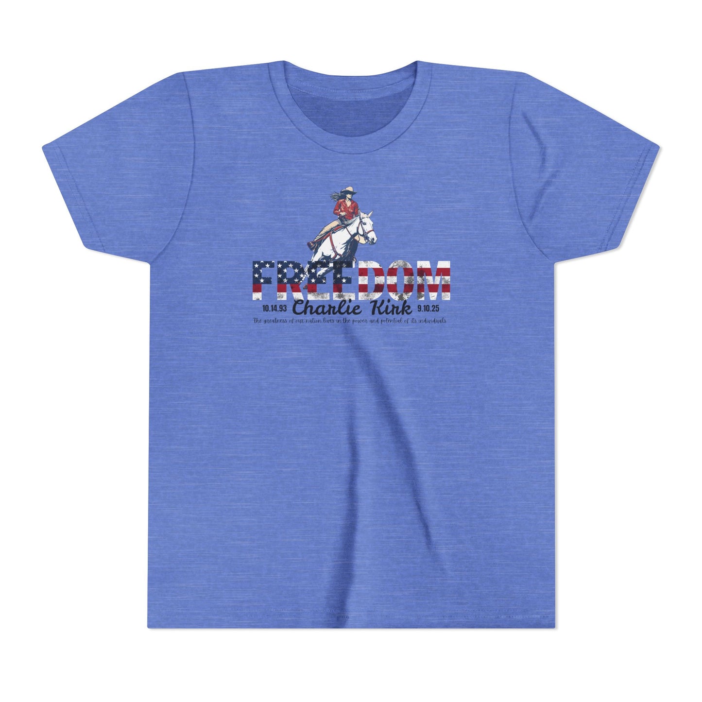 Charlie Kirk Freedom Barrel Racer Youth Tee