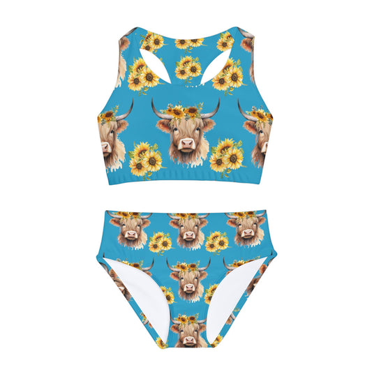 Sunflower Highland Girls Two Piece Swimsuit (Turquoise)