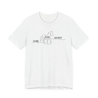 "Pray Ride Repeat" Minimalist Equestrian T-Shirt