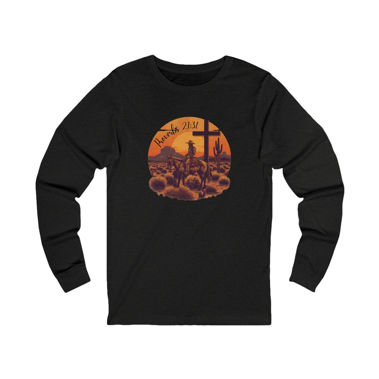Custom Vintage Cowgirl Proverbs Long Sleeve Tee