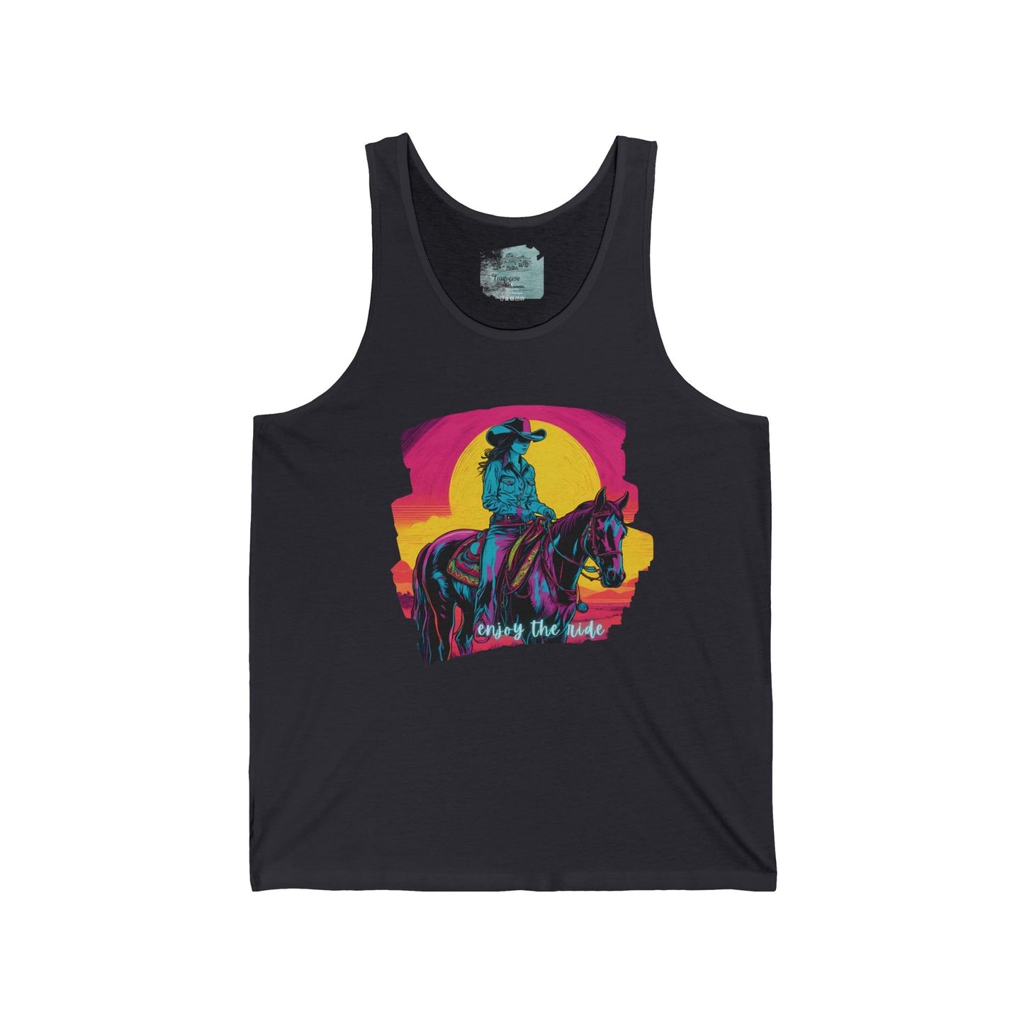 Sunset Cowgirl Unisex Jersey Tank