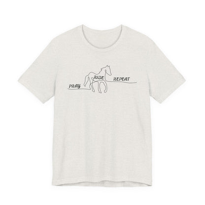 "Pray Ride Repeat" Minimalist Equestrian T-Shirt
