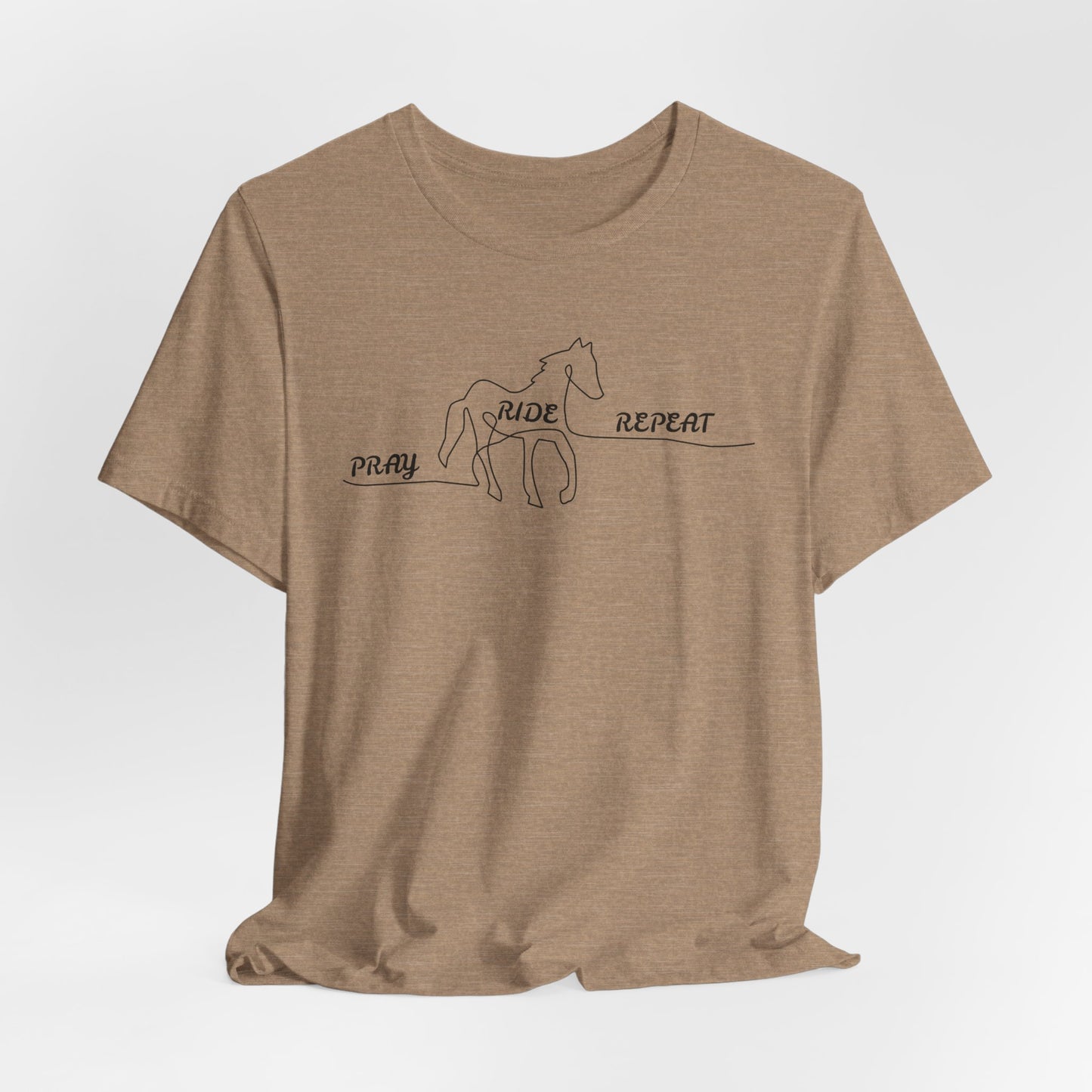 "Pray Ride Repeat" Minimalist Equestrian T-Shirt