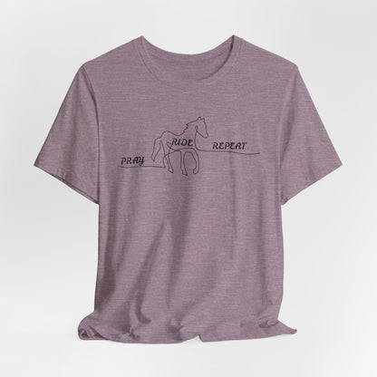 "Pray Ride Repeat" Minimalist Equestrian T-Shirt