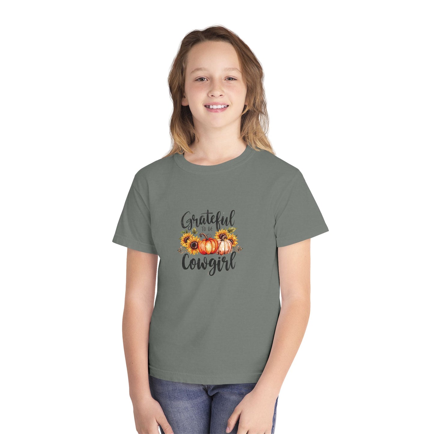 Grateful to be a Cowgirl Pumpkin Youth Tee