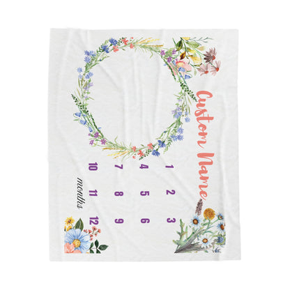 Custom Floral Baby Milestone Blanket