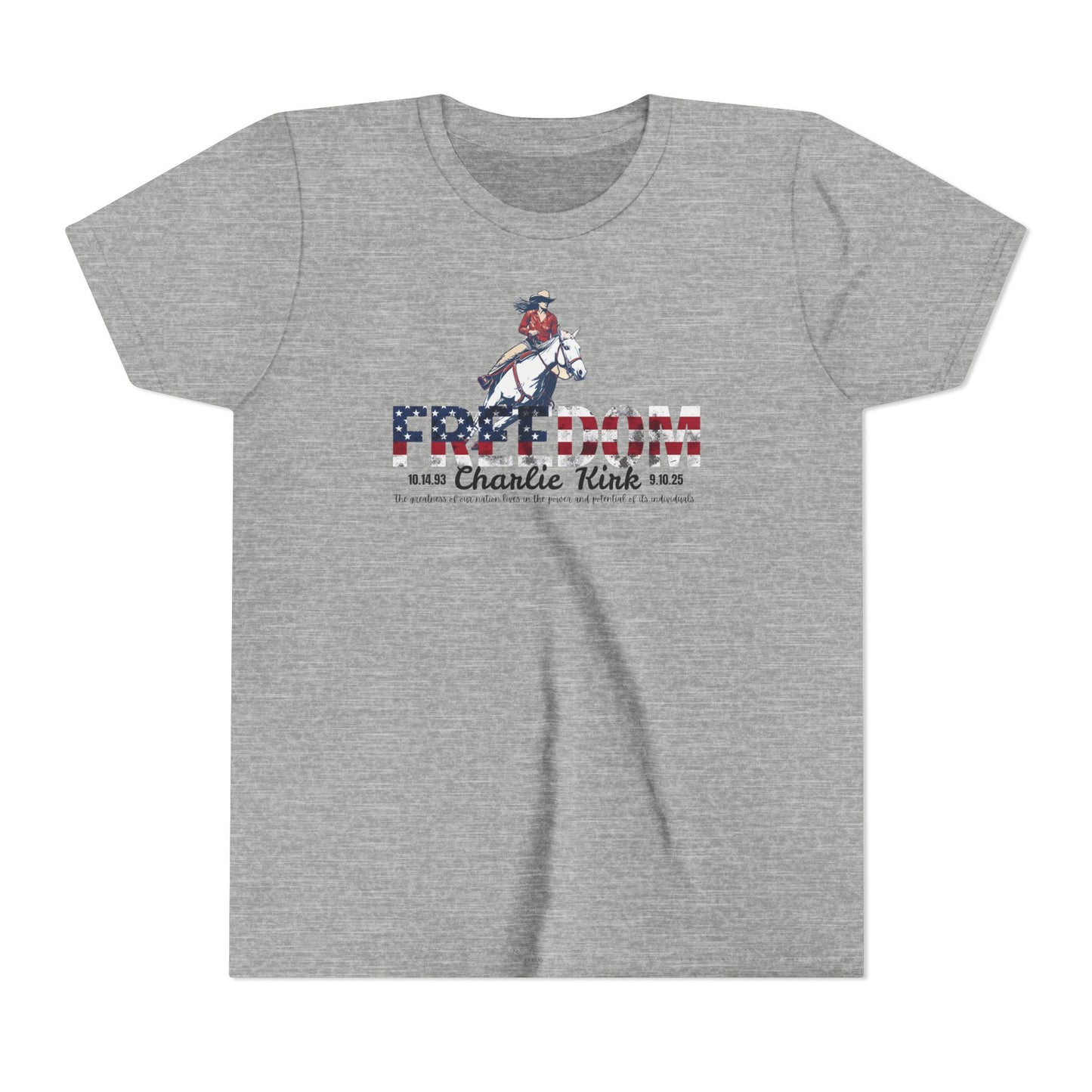 Charlie Kirk Freedom Barrel Racer Youth Tee
