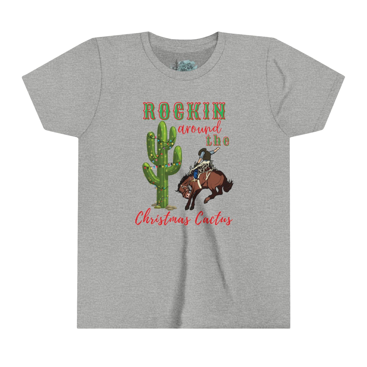 Rockin Around the Christmas Cactus Youth Short Sleeve Tee