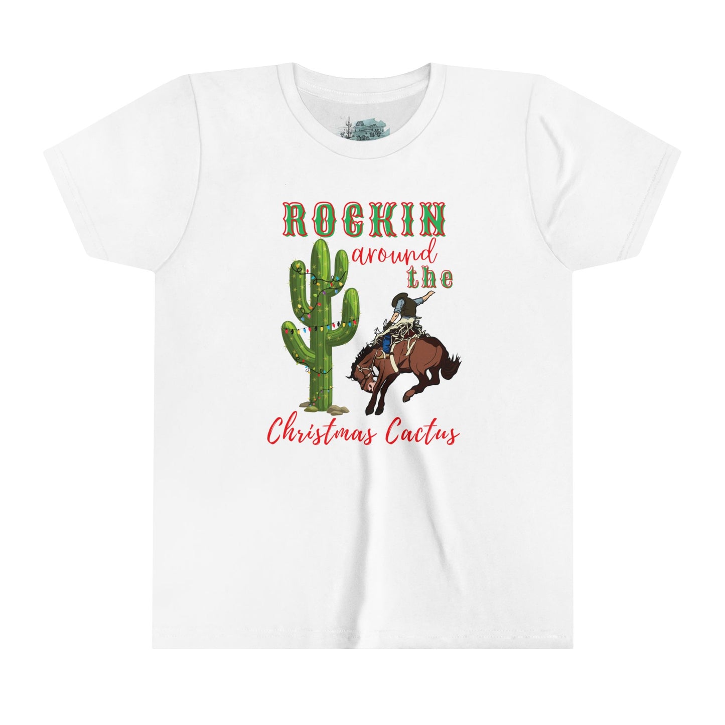 Rockin Around the Christmas Cactus Youth Short Sleeve Tee