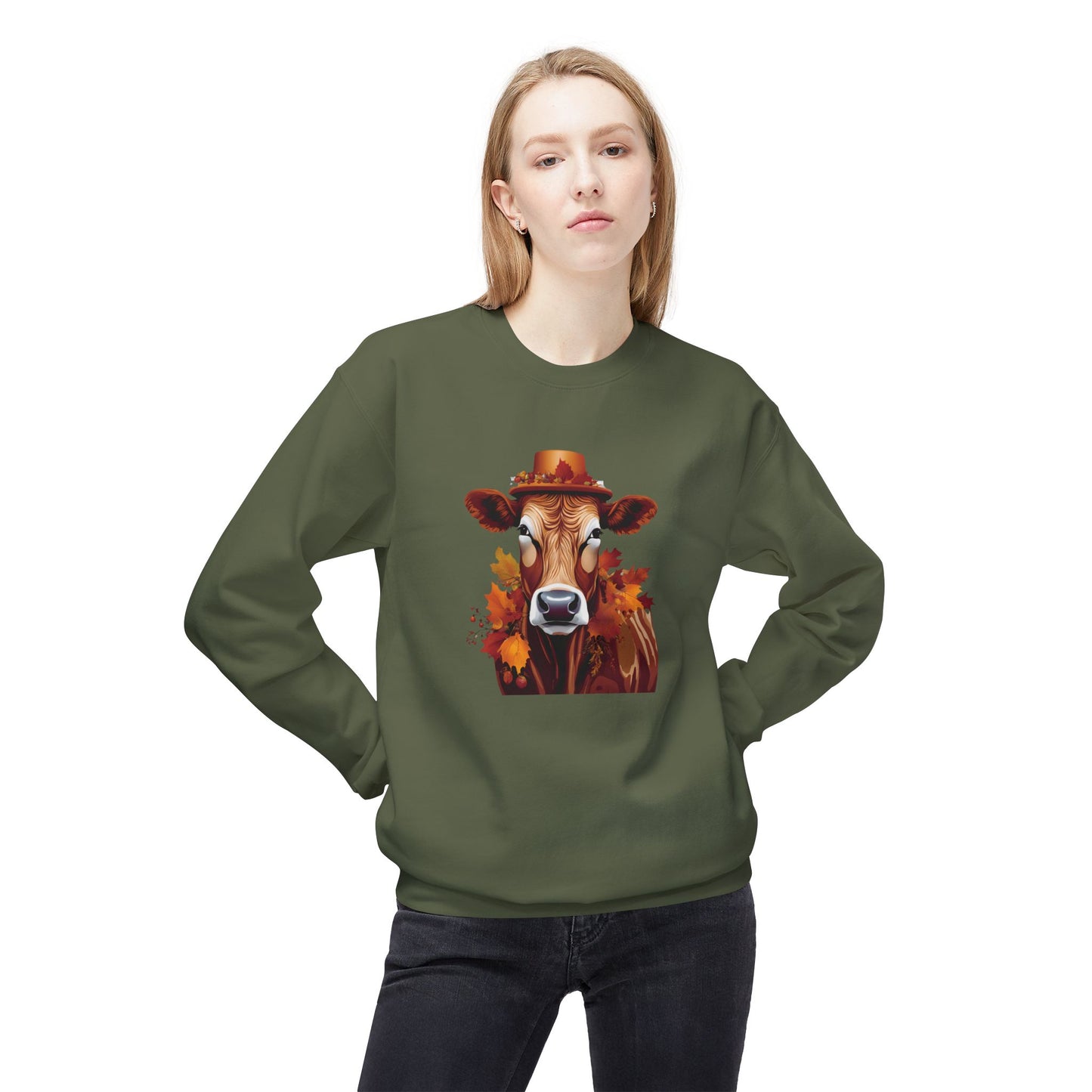 Autumn Cow Midweight  Sweatshirt