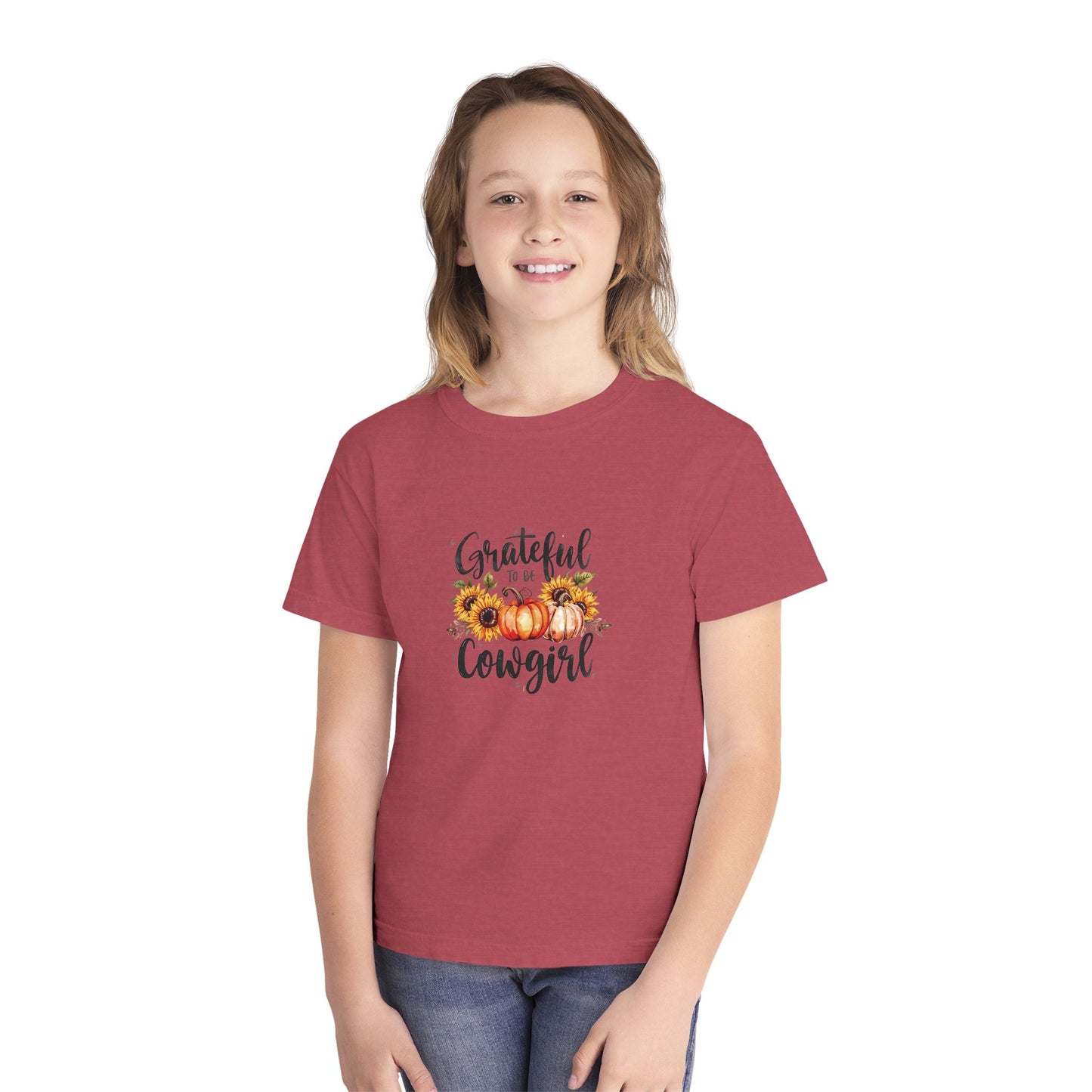 Grateful to be a Cowgirl Pumpkin Youth Tee