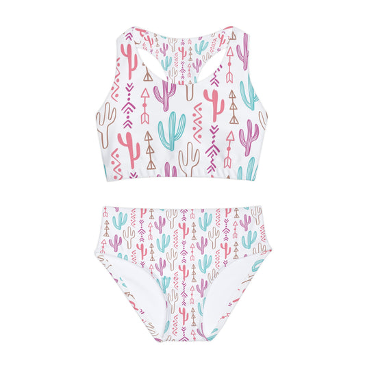 Cactus Barbie White Girls Two Piece Swimsuit