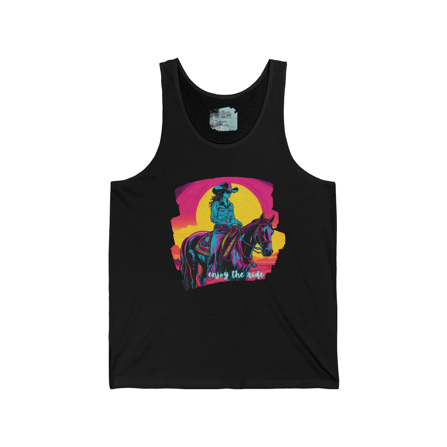 Sunset Cowgirl Unisex Jersey Tank