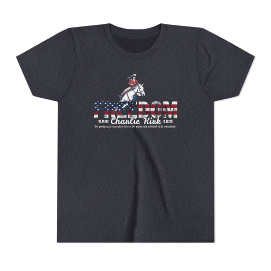 Charlie Kirk Freedom Barrel Racer Youth Tee