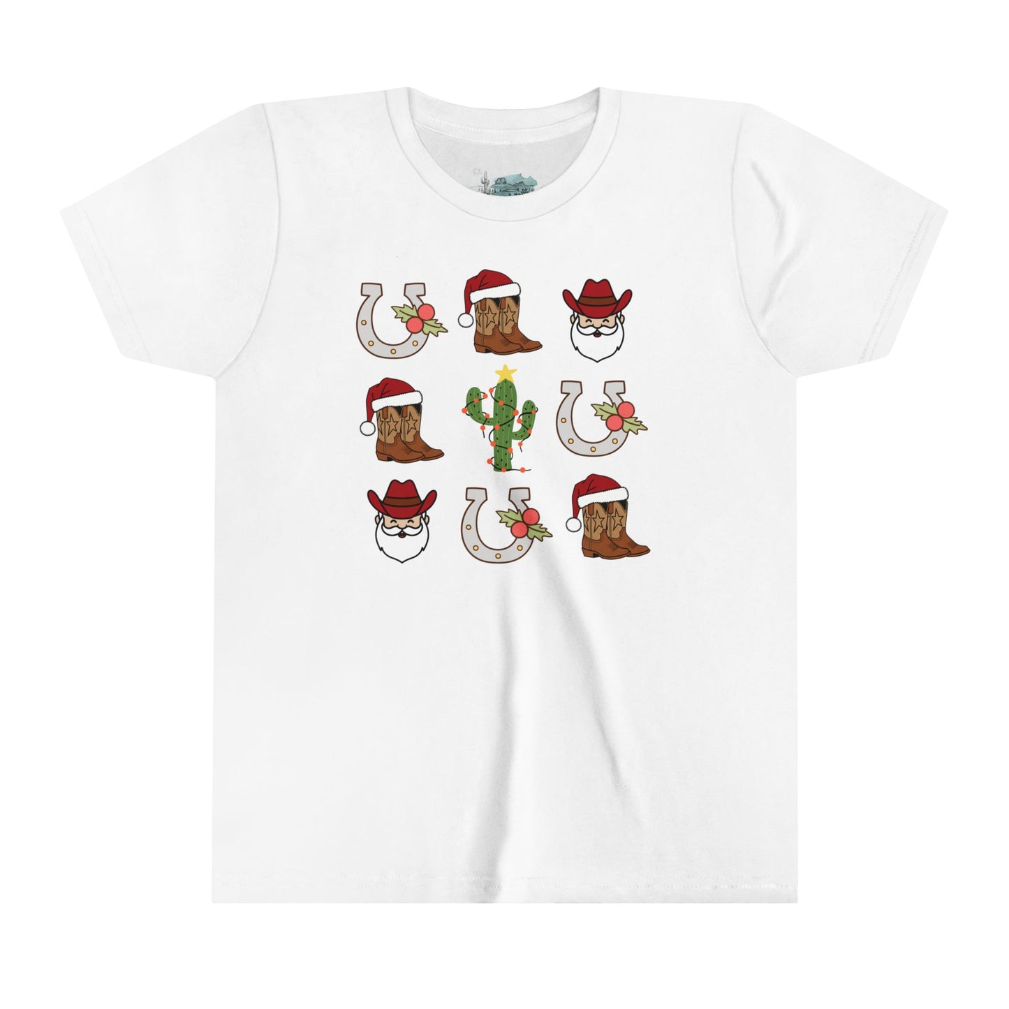 Holly Jolly Cowboy Christmas Youth Short Sleeve Tee