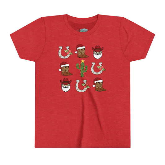 Holly Jolly Cowboy Christmas Youth Short Sleeve Tee